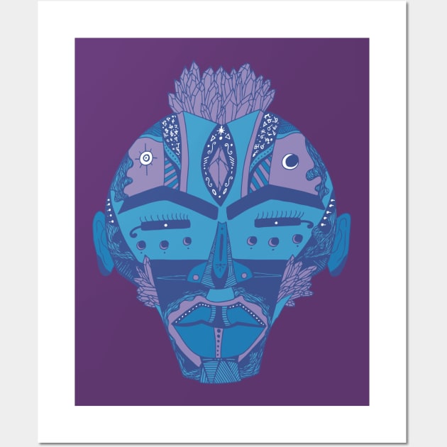 Mountain Blue African Mask 4 Wall Art by kenallouis